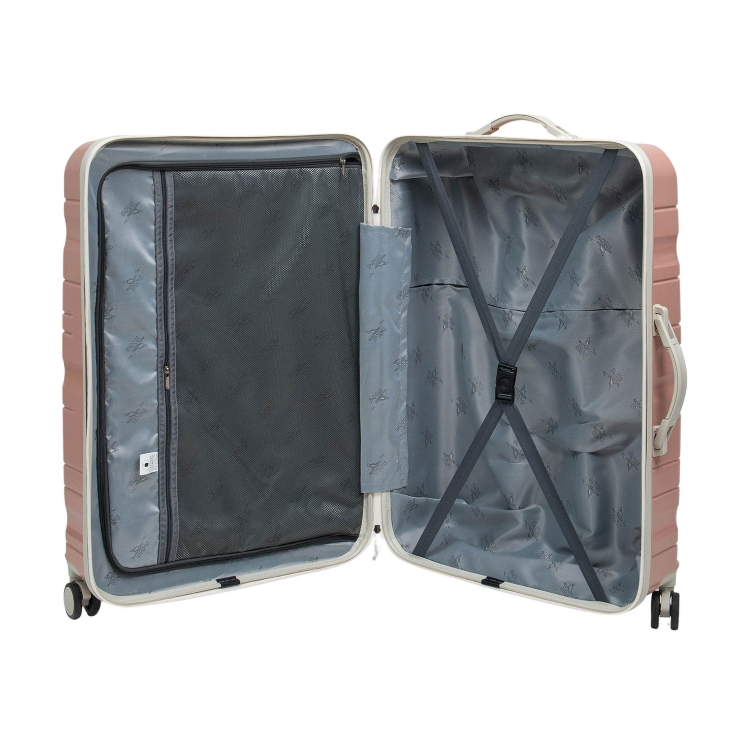 Série de trois Valises incassables à roues démontables Saumon accessoires Beiges