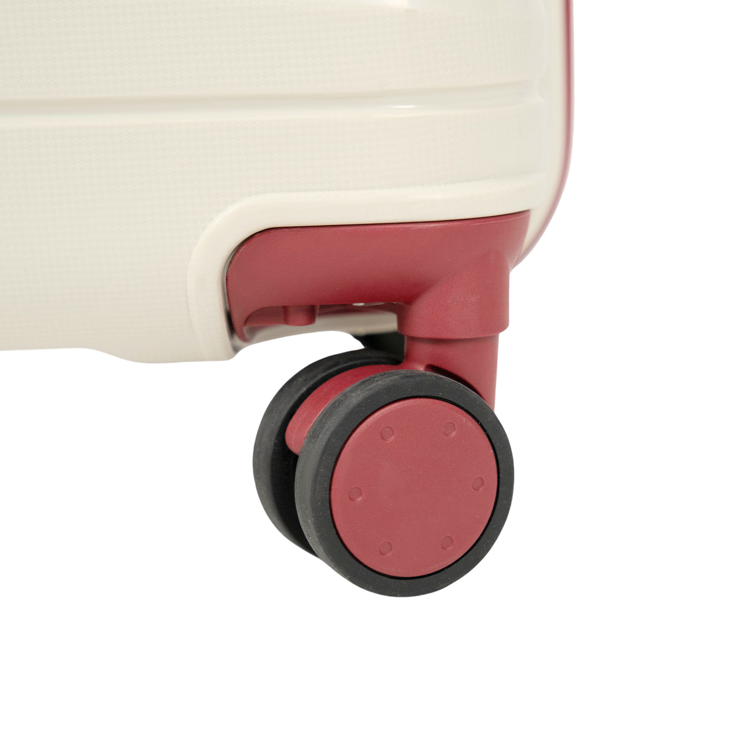 Série de trois Valises incassables à roues démontables beiges accessoires rouges bordeaux