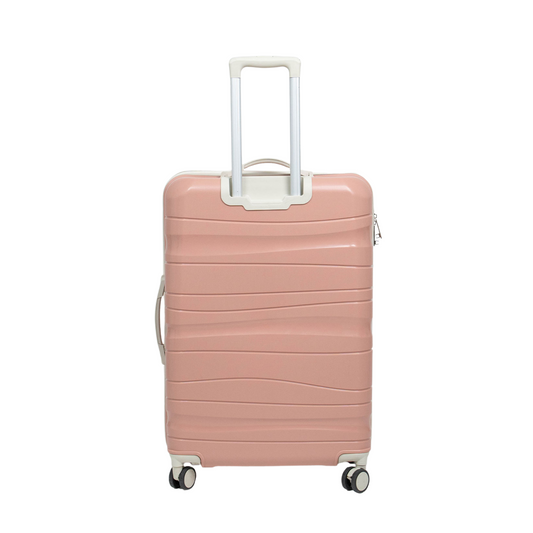 Série de trois Valises incassables à roues démontables Saumon accessoires Beiges