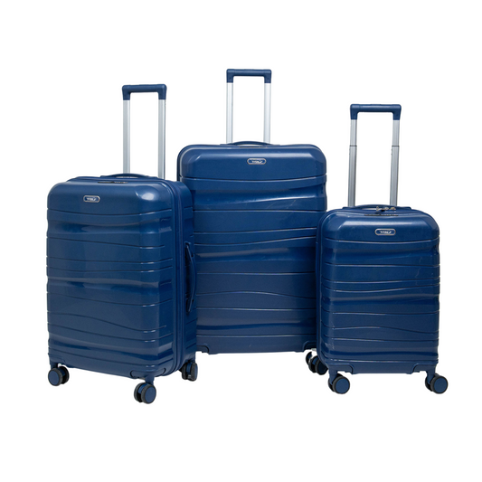 Série de trois Valises incassables à roues démontables Bleu