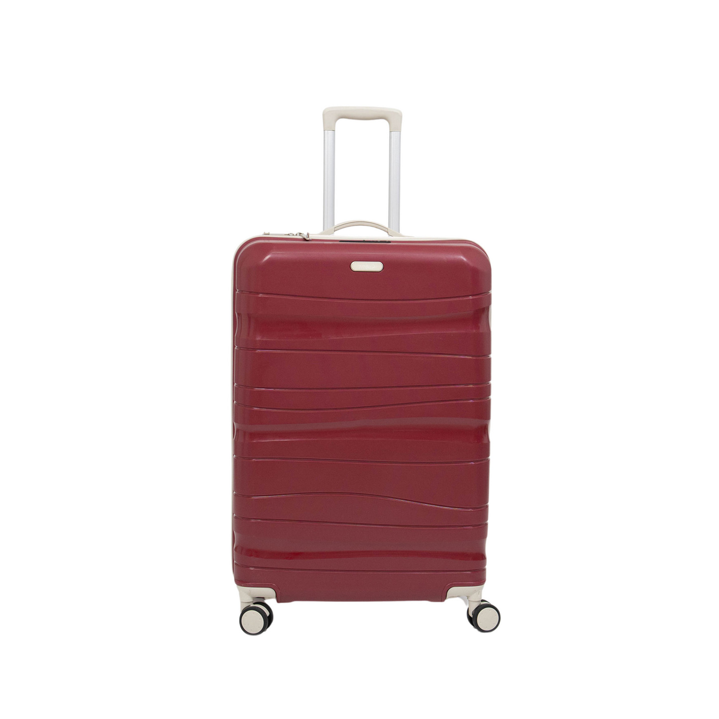 Série de trois valises incassables a roues démontables Rouge accessoires Beiges