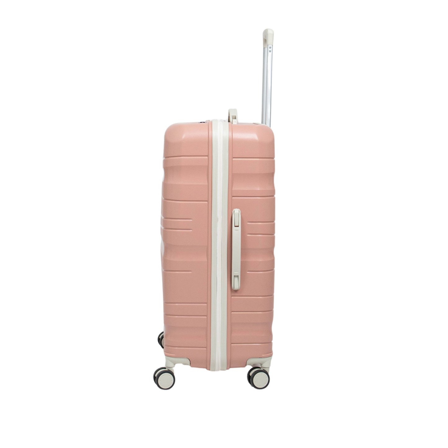 Série de trois Valises incassables à roues démontables Saumon accessoires Beiges