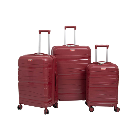 Série de trois valises incassables a roues démontables ROUGE