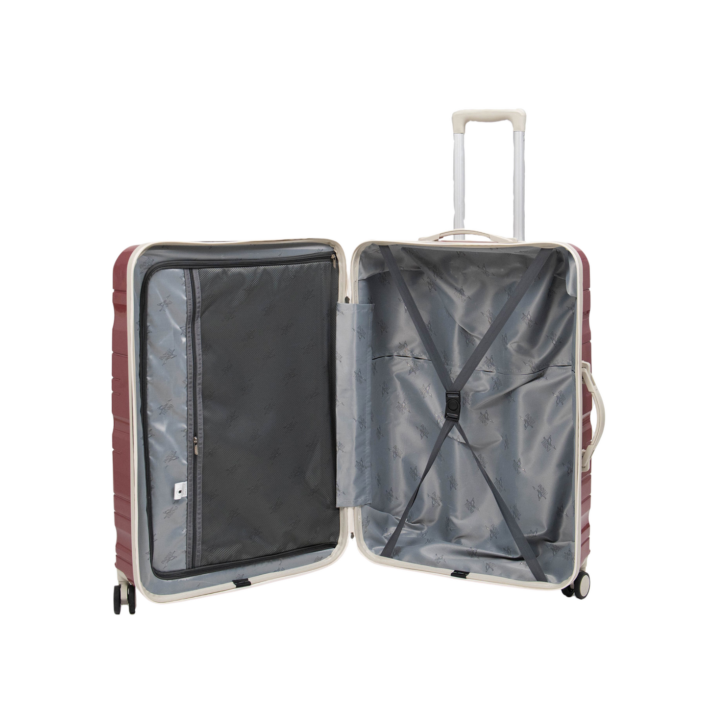 Série de trois valises incassables a roues démontables Rouge accessoires Beiges