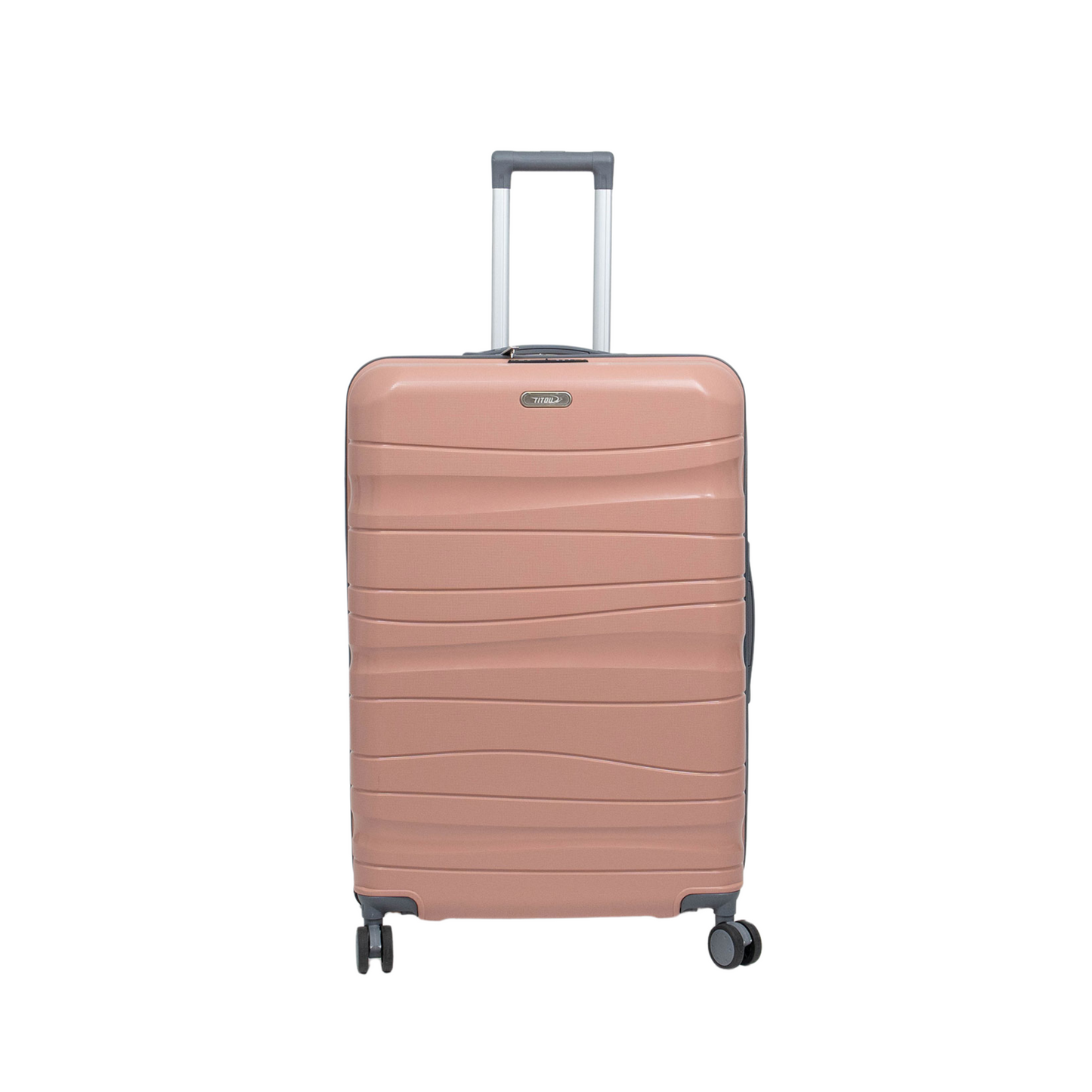 Série de trois Valises incassables à roues démontables Saumon accessoires Gris